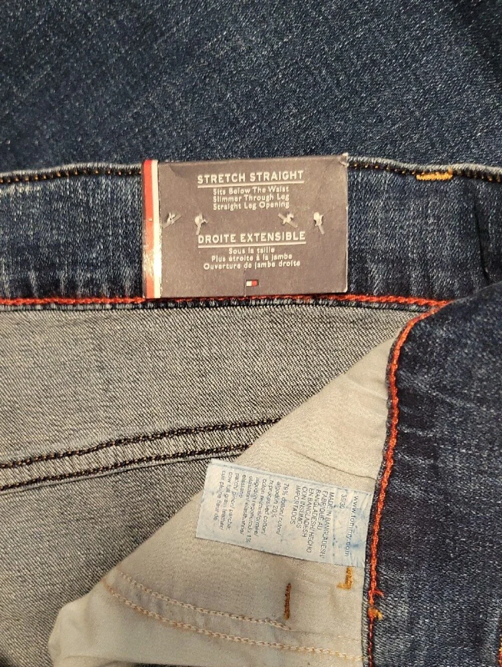 Tommy Hilfiger Men’s Slim Straight Jeans in Dark Blue Wash